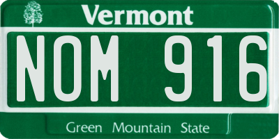VT license plate NOM916
