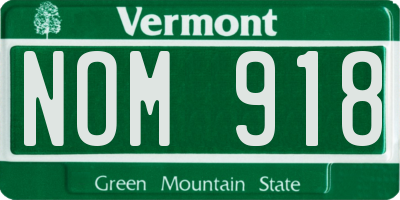 VT license plate NOM918