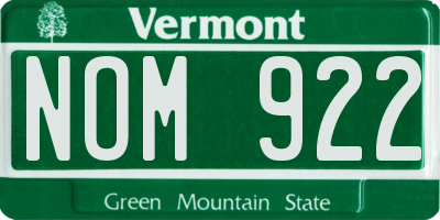 VT license plate NOM922
