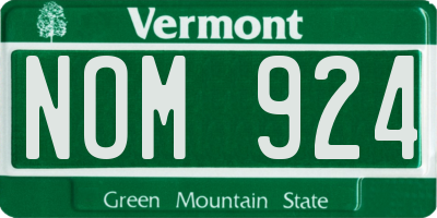 VT license plate NOM924