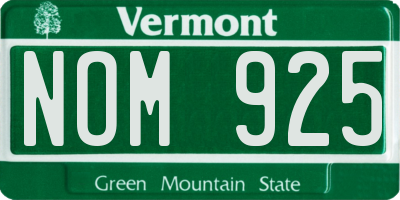 VT license plate NOM925