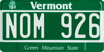 VT license plate NOM926
