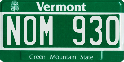 VT license plate NOM930
