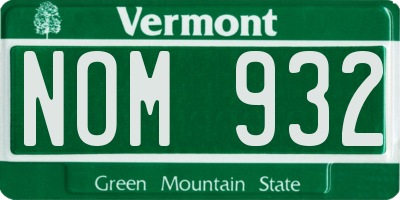 VT license plate NOM932