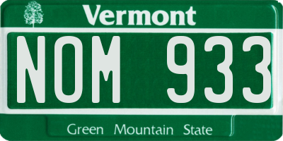 VT license plate NOM933
