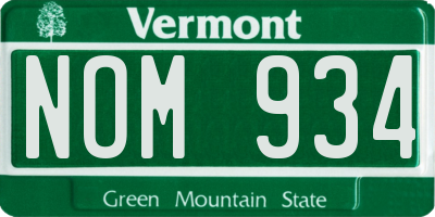 VT license plate NOM934