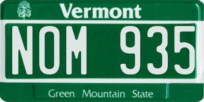 VT license plate NOM935