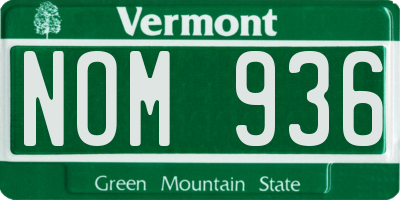 VT license plate NOM936
