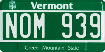 VT license plate NOM939