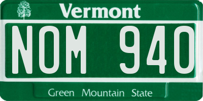 VT license plate NOM940