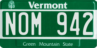 VT license plate NOM942