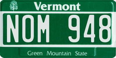VT license plate NOM948