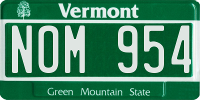 VT license plate NOM954