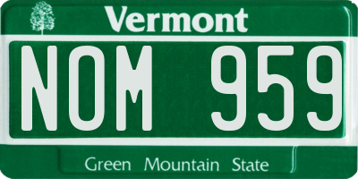 VT license plate NOM959