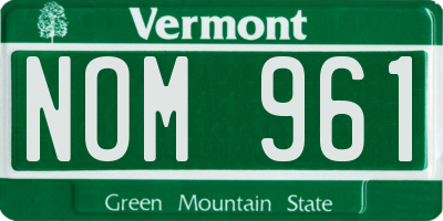 VT license plate NOM961
