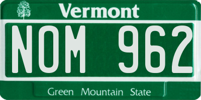 VT license plate NOM962