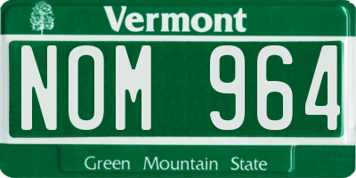 VT license plate NOM964