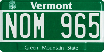 VT license plate NOM965