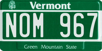 VT license plate NOM967