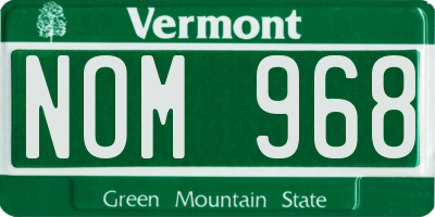 VT license plate NOM968