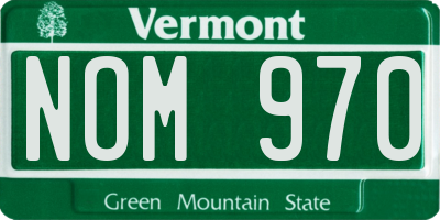 VT license plate NOM970