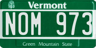 VT license plate NOM973