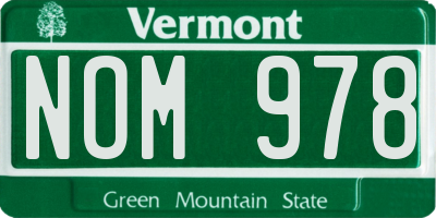 VT license plate NOM978