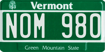 VT license plate NOM980