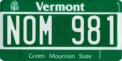 VT license plate NOM981
