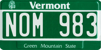 VT license plate NOM983