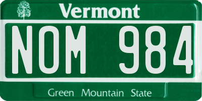 VT license plate NOM984