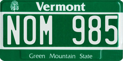 VT license plate NOM985