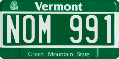 VT license plate NOM991