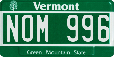 VT license plate NOM996