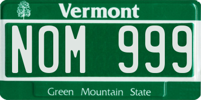 VT license plate NOM999
