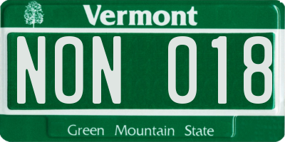 VT license plate NON018