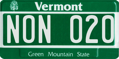 VT license plate NON020