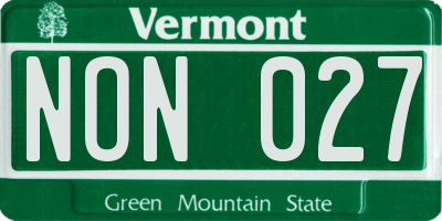 VT license plate NON027