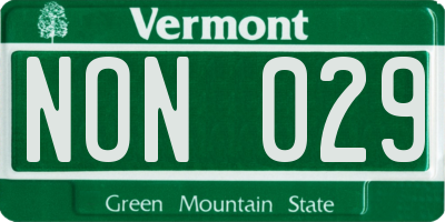 VT license plate NON029