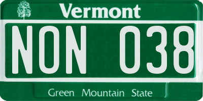 VT license plate NON038