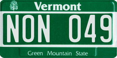 VT license plate NON049