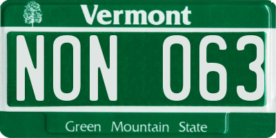 VT license plate NON063
