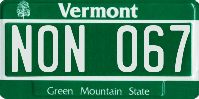VT license plate NON067