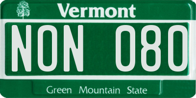 VT license plate NON080