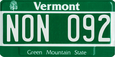 VT license plate NON092