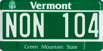 VT license plate NON104