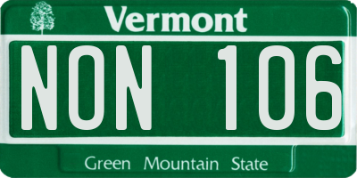 VT license plate NON106