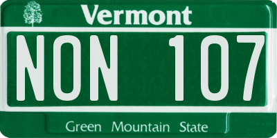 VT license plate NON107