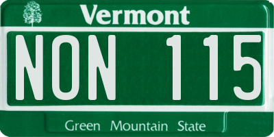 VT license plate NON115