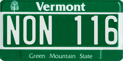 VT license plate NON116